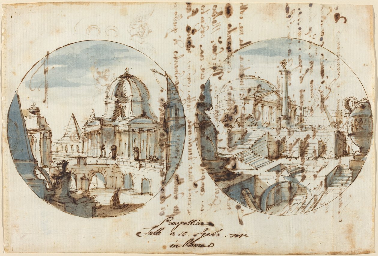 Architektonische Fantasien mit Tempeln und Pyramiden von Filippo Juvarra