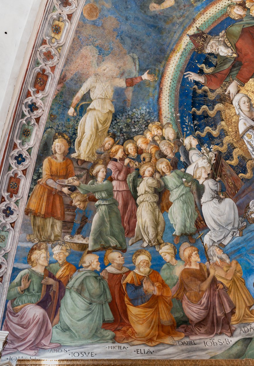 Heilige und Engel (Detail der Krönung Mariens) von Filippo Lippi