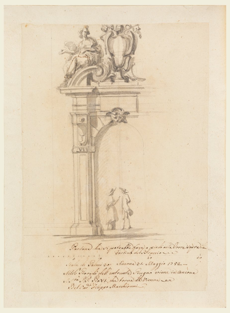 Entwurf für ein Tor zur Empfangnahme von Papst Pius VI. aus Deutschland, in Ancona, Mai 1782 von Filippo Marchionni