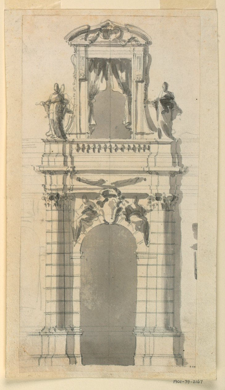 Die Erhebung des unteren zentralen Teils eines Stadthauses, 1770–85 von Filippo Marchionni