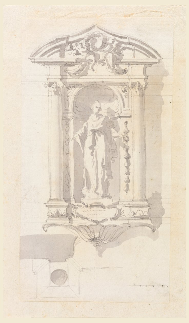 Nische mit einer Statue einer weiblichen Heiligen von Filippo Marchionni