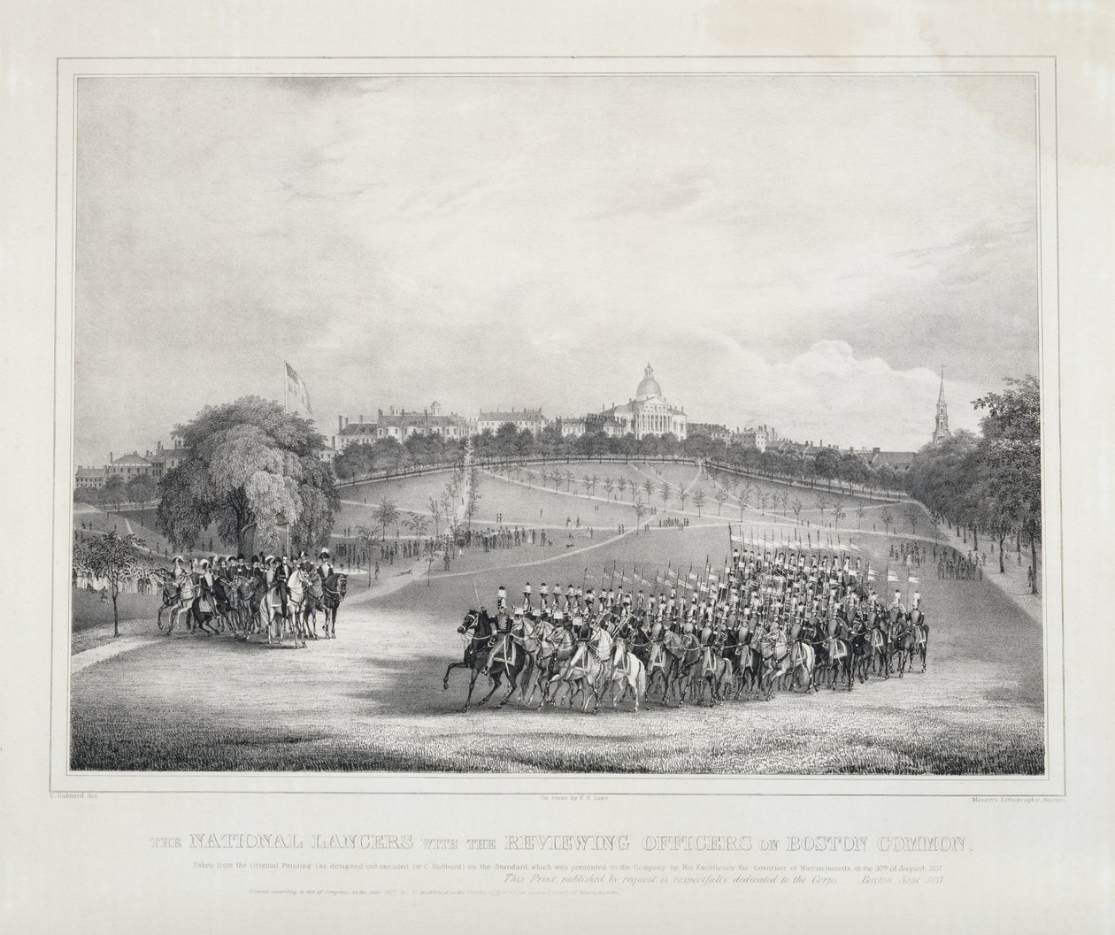 Die National Lancers mit den überprüfenden Offizieren auf dem Boston Common von Fitz Henry Lane