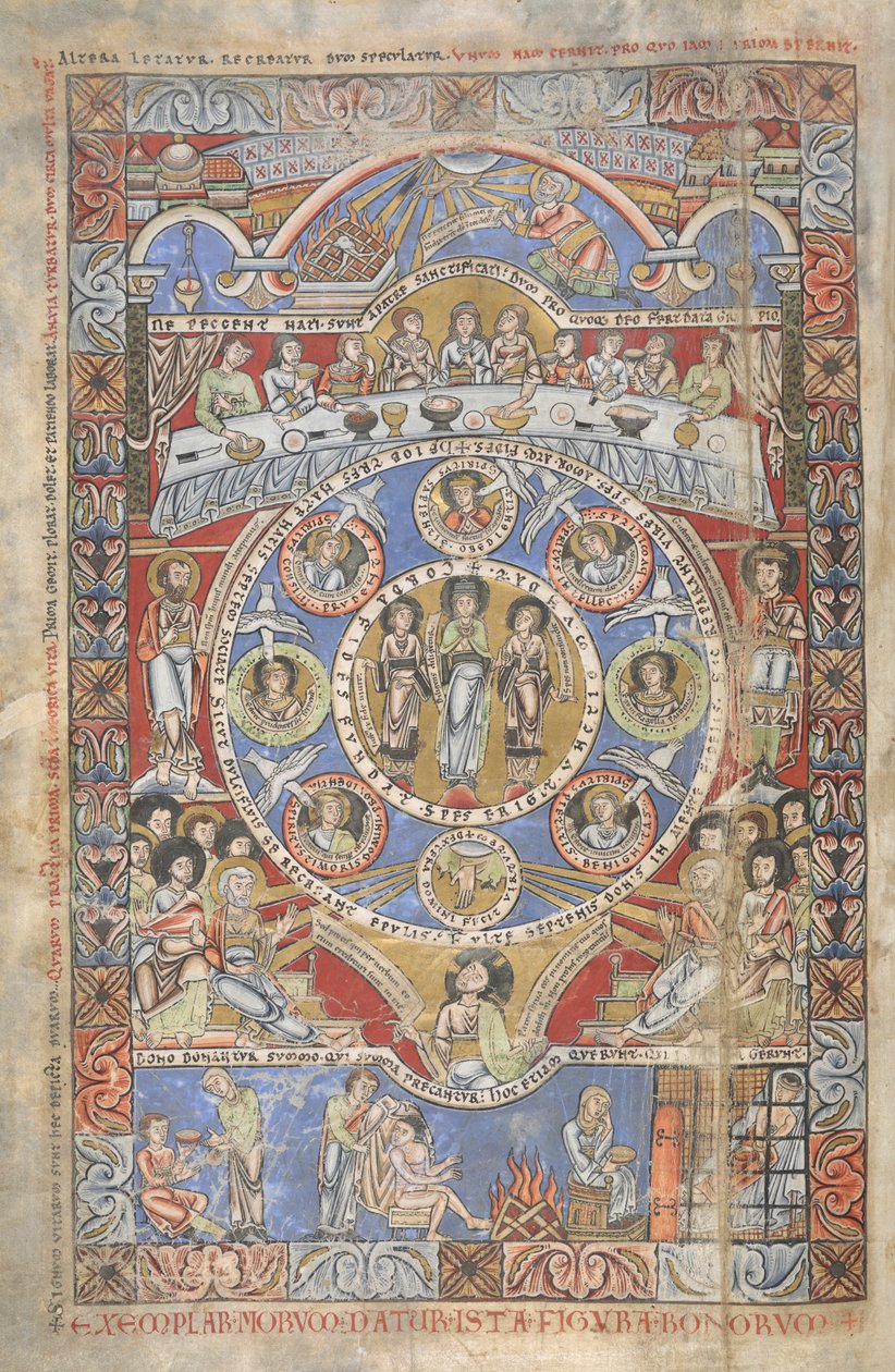 Add. 17738, f.3v Exegese der Anfangsverse des Buches Hiob, Illustration aus 