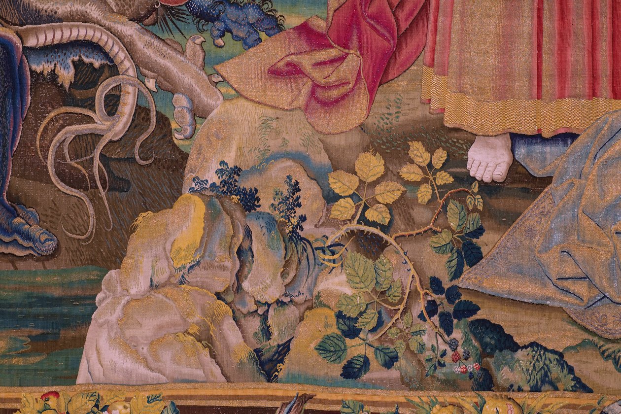Serie Die Apokalypse: Der heilige Michael besiegt den Drachen. Atelier Willem Dermoyen, Brüssel. Ca. 1553-1555. (Detail) von Flemish School
