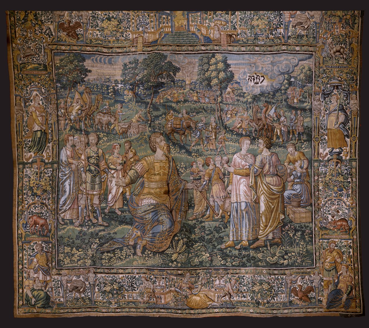 Flämischer Wandteppich. Serie: Die Geschichte von Abraham. Die Berufung Abrahams. Ca. 1575-1600 von Flemish School