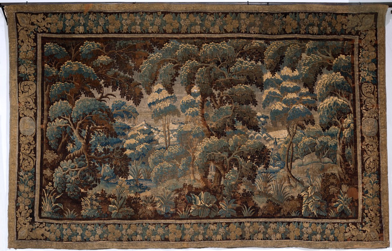 Flämischer Wandteppich. Verdure. Ende 17. - Anfang 18. Jahrhundert. Eigentum der Kirche Sint-Walburgakerk Oudenaarde (Dekenij van de Sint-Walburga). von Flemish School