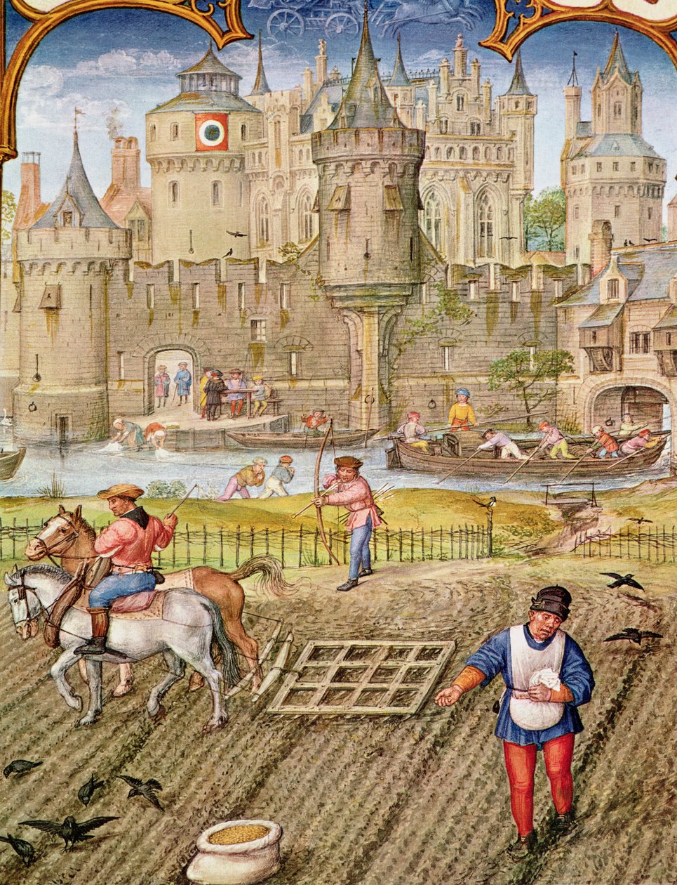 Fol.10v Monat Oktober: Aussaat, aus Breviarium Grimani, ca. 1515 von Flemish School