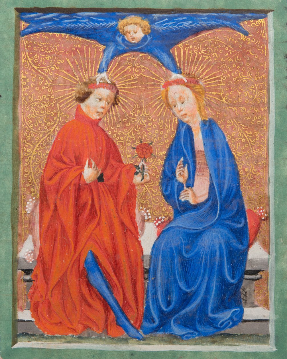 MS Gen1111 f.210 Heilige Cäcilia und Heiliger Valerian, Illustration aus Legenda Aurea von Jacobus de Voragine, ca. 1405-10 von Flemish School