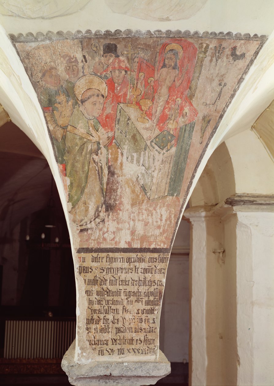 Messe des Hl. Gregor, Wandgemälde aus der Krypta von Flemish School