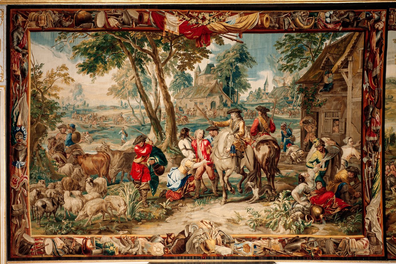 Palast. Flämischer Wandteppich. Brüsseler Atelier Judocus De Vos. Entwurf Lambert De Hondt. Plünderung. Wolle und Seide. Ca. 1715 - 1724 von Flemish School