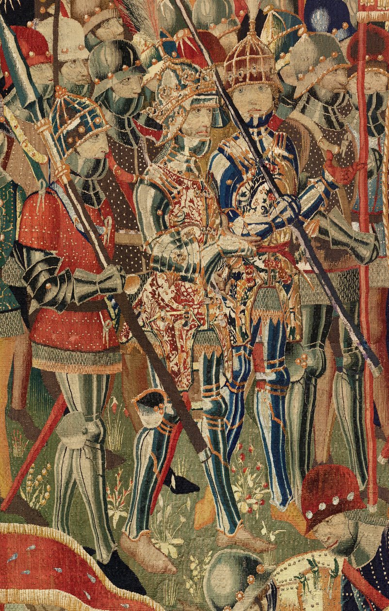 Flandrischer Wandteppich. Die Landung in Arzila. Serie Eroberungen von König Alfons I. von Portugal. Tournai. von Flemish School