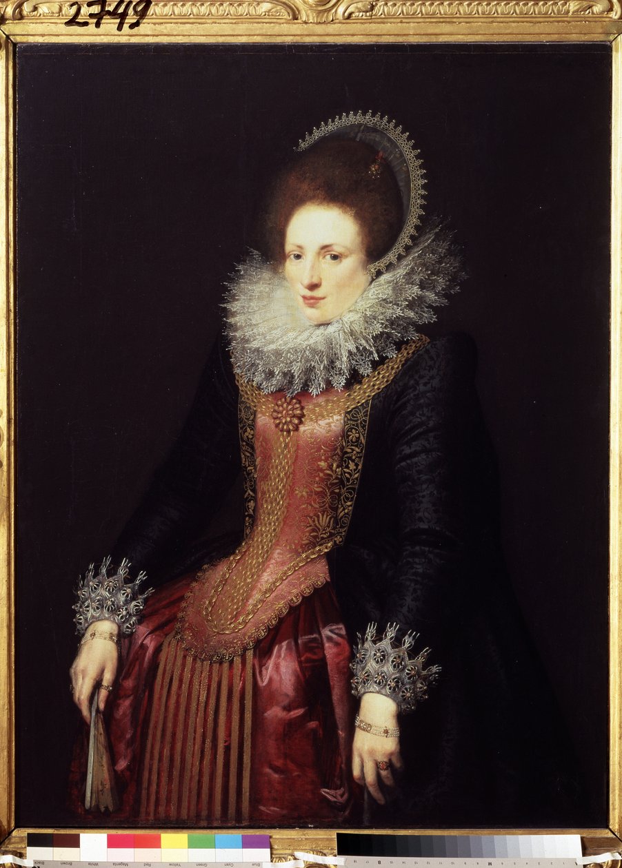 Porträt einer Dame mit Fächer von Flemish School
