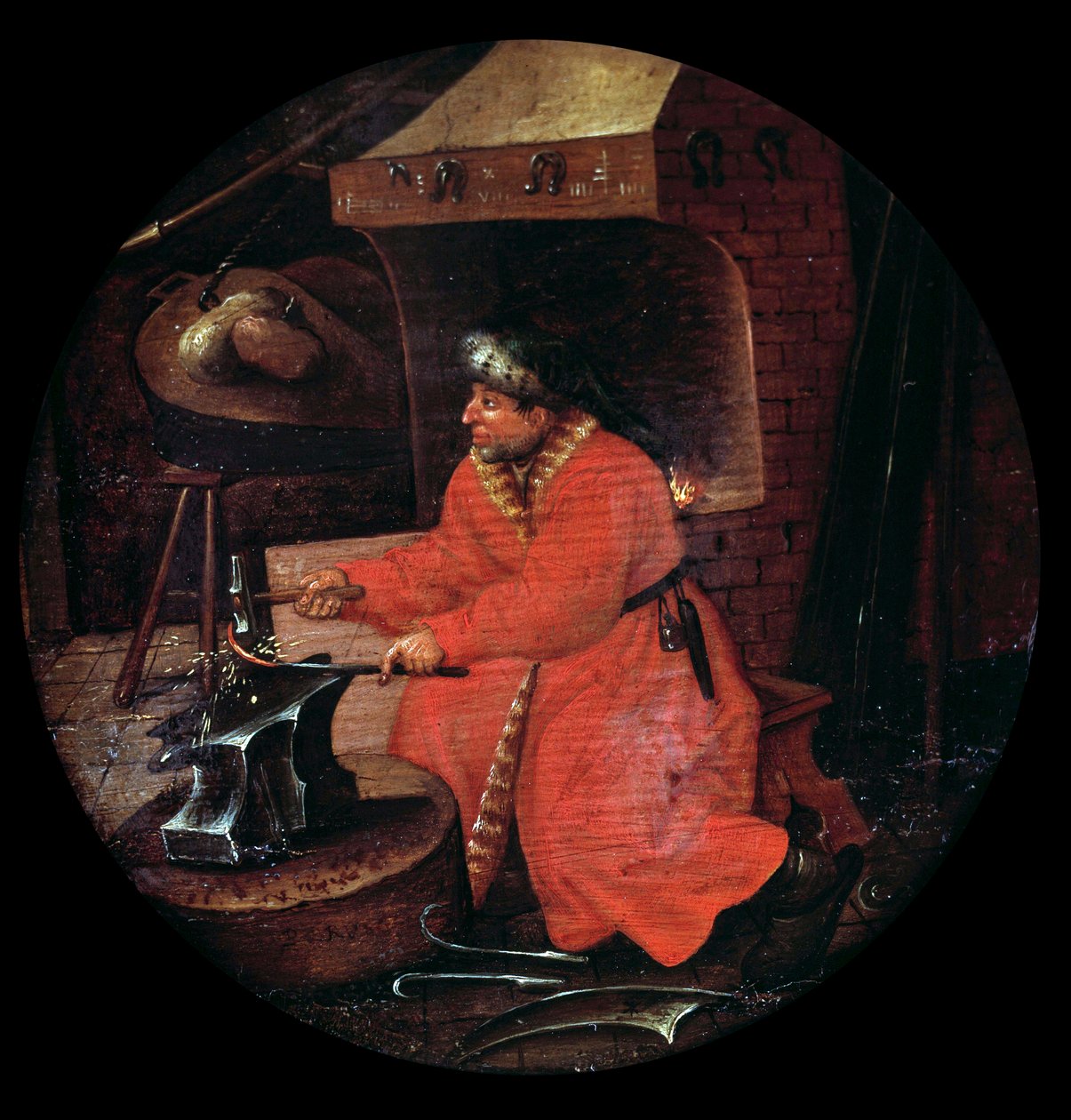 Darstellung eines Schmiedes in seiner Schmiede von Flemish School