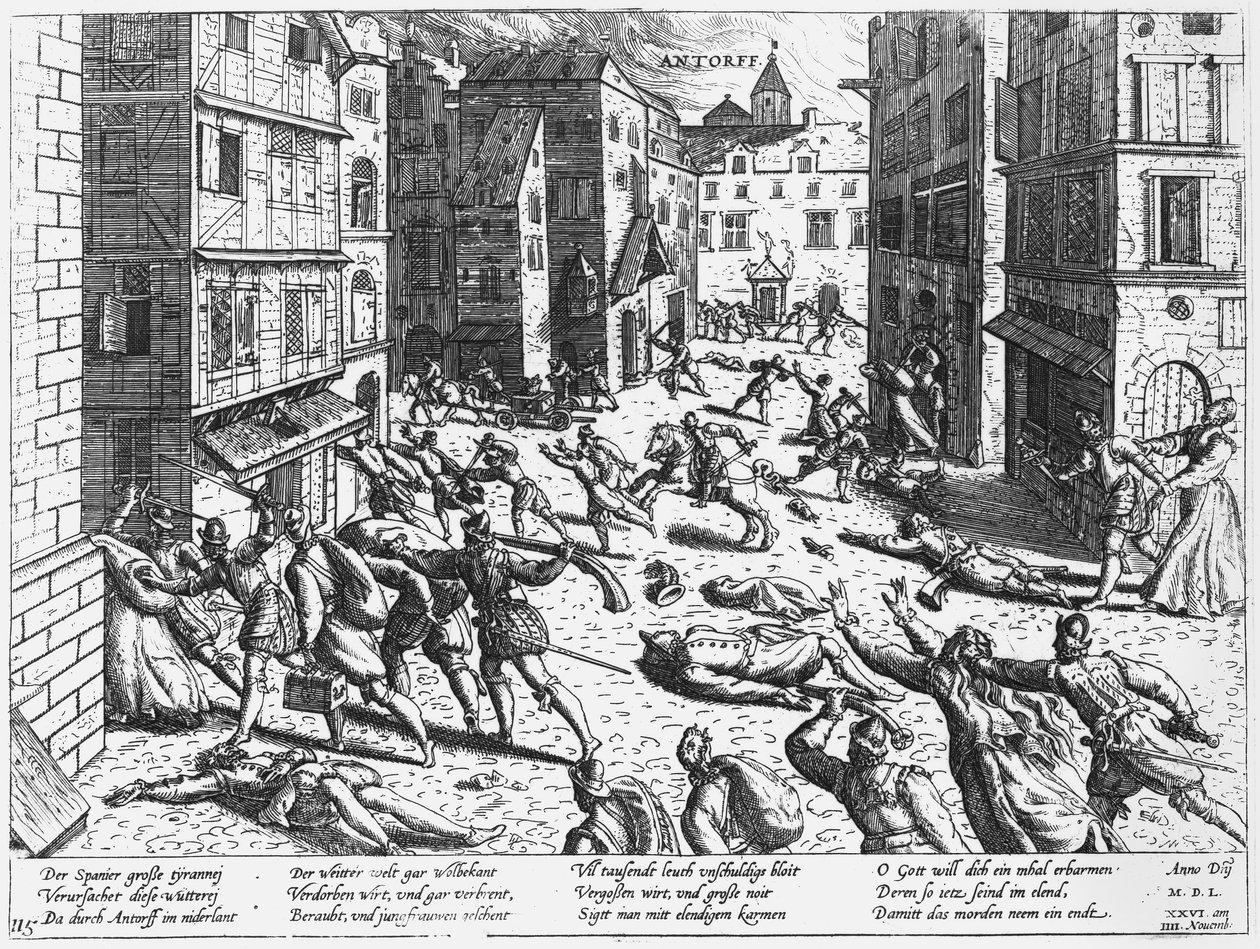 Szenen der spanischen Wut in Antwerpen, 1576 von Flemish School