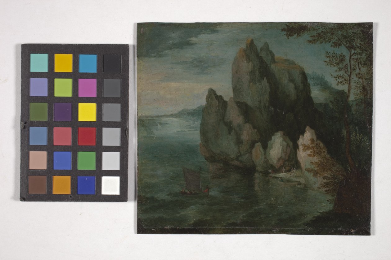 Meereslandschaft mit hoher Klippe von Flemish School