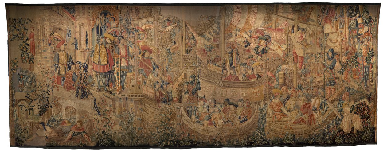 Wandteppich, der die Eroberungen von König Alfons V. von Portugal zeigt (Conquistas de Alfonso V de Portugal), Tournai. (Detail) von Flemish School