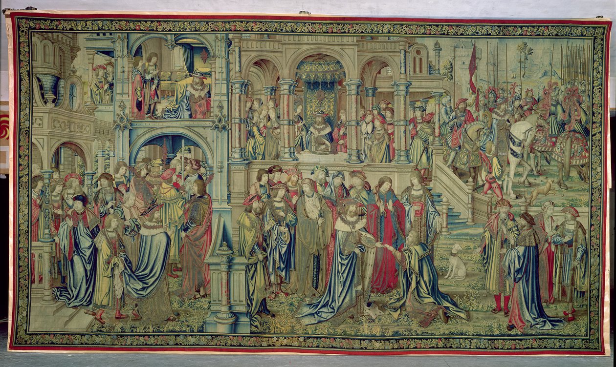 Der Tod des Kindes und der König wird zum Sieg versprochen, Wandteppich von David und Bathseba, ca. 1510-15 von Flemish School