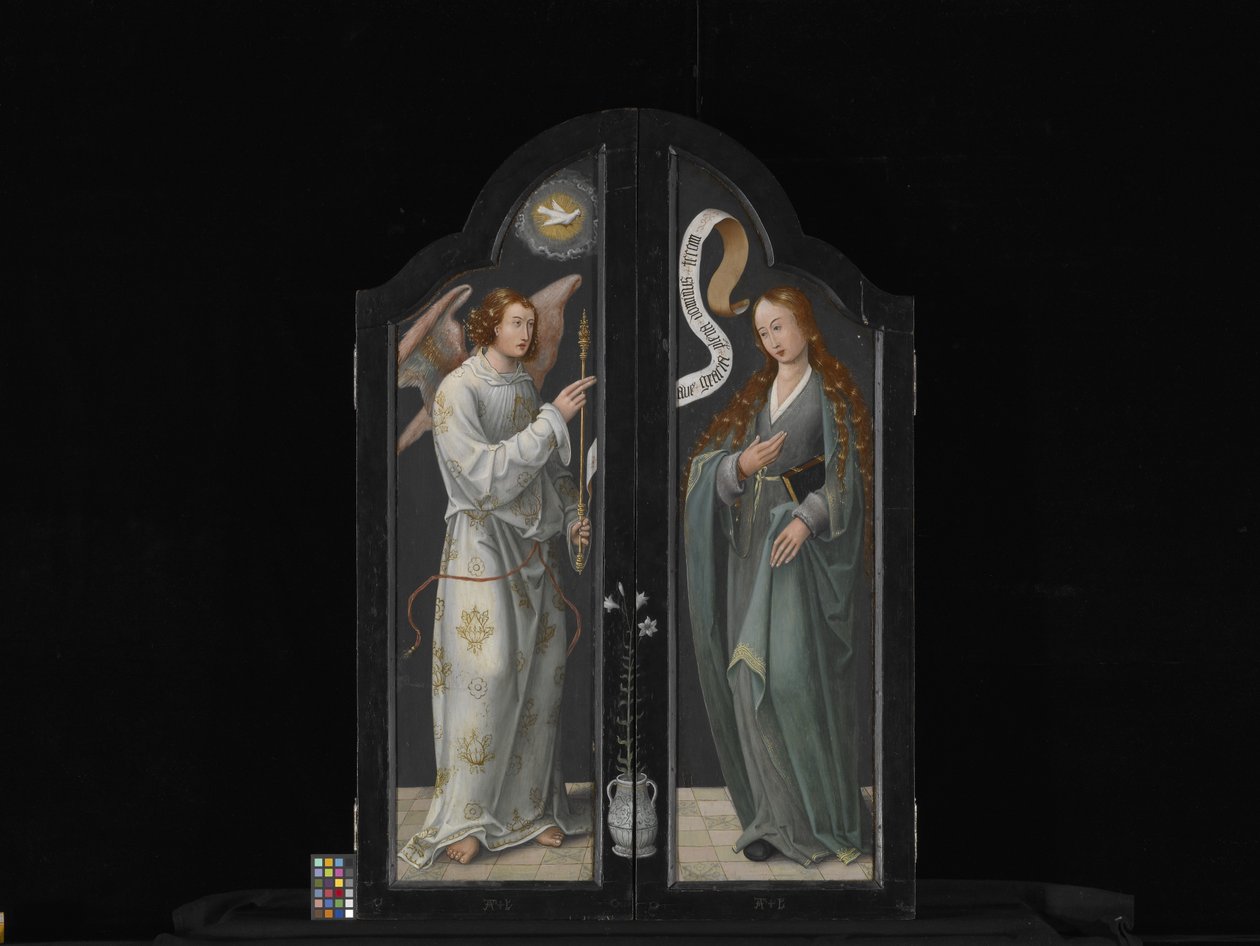 Triptychon mit der Jungfrau und dem Kind, St. Barbara und St. Katharina von Flemish School