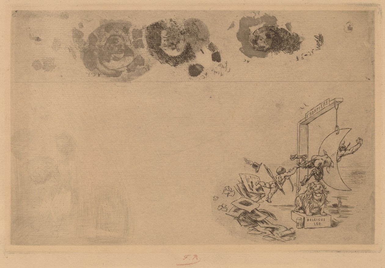 Belgische Grenze, Unordnungsbefehl Frontiere de Belgique. Billet à Désordre, 1871 von Félicien Rops