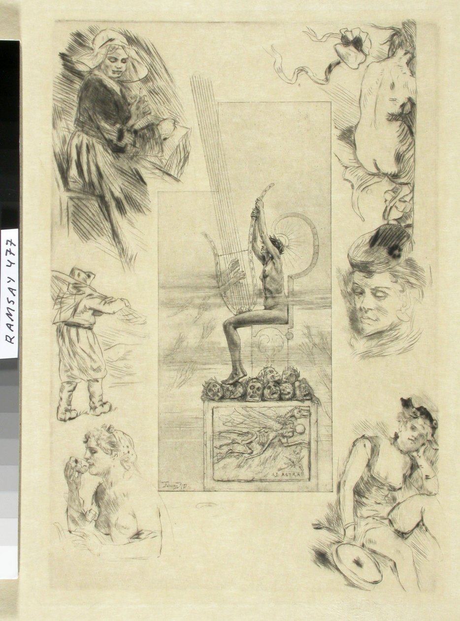 Große Lyra. Titelbild für die 1887er Ausgabe von Mallarmés Werken. von Félicien Rops