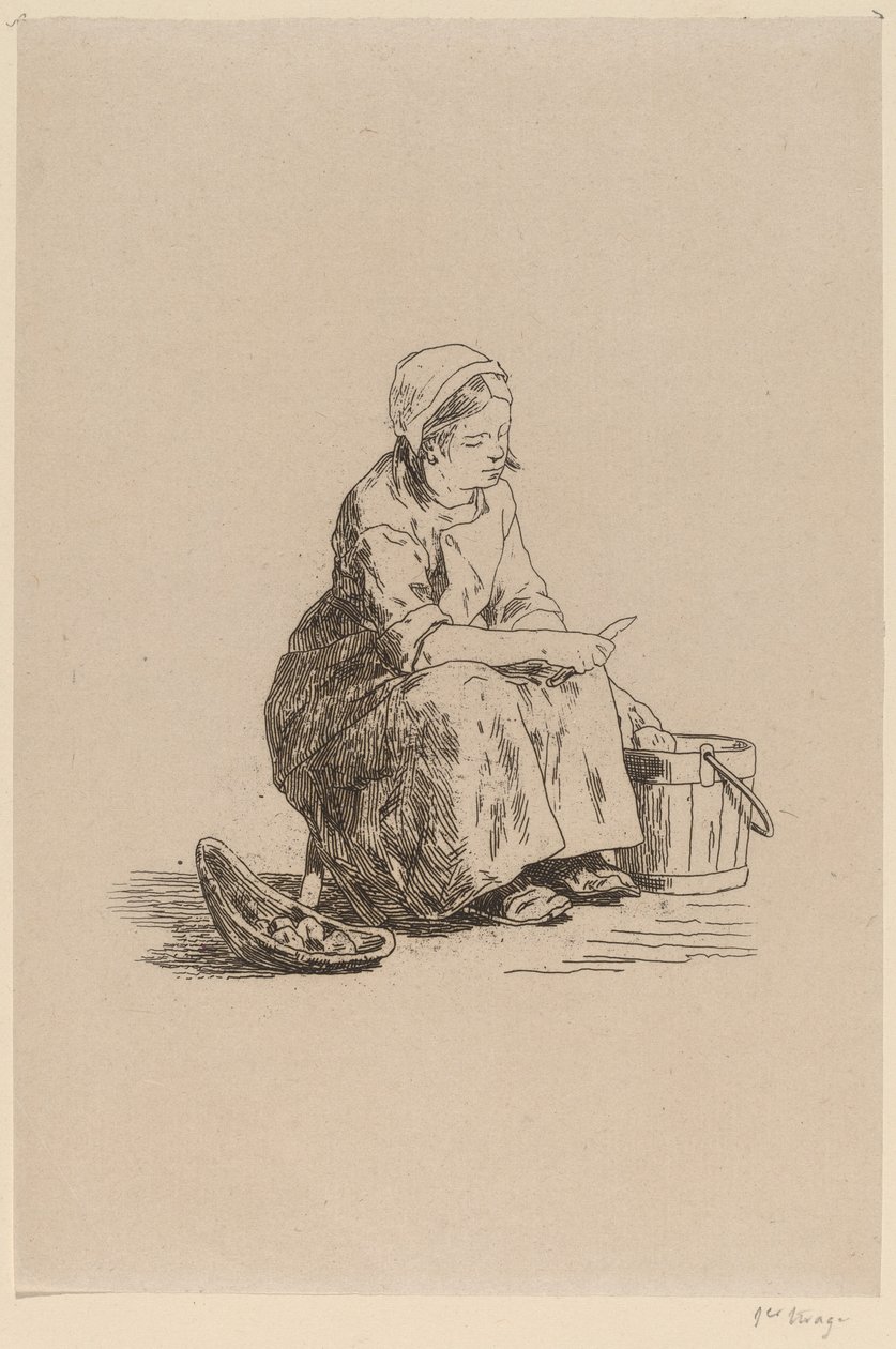 Die kleine Kartoffelschälerin La petite peleuse de pommes de terre von Félicien Rops