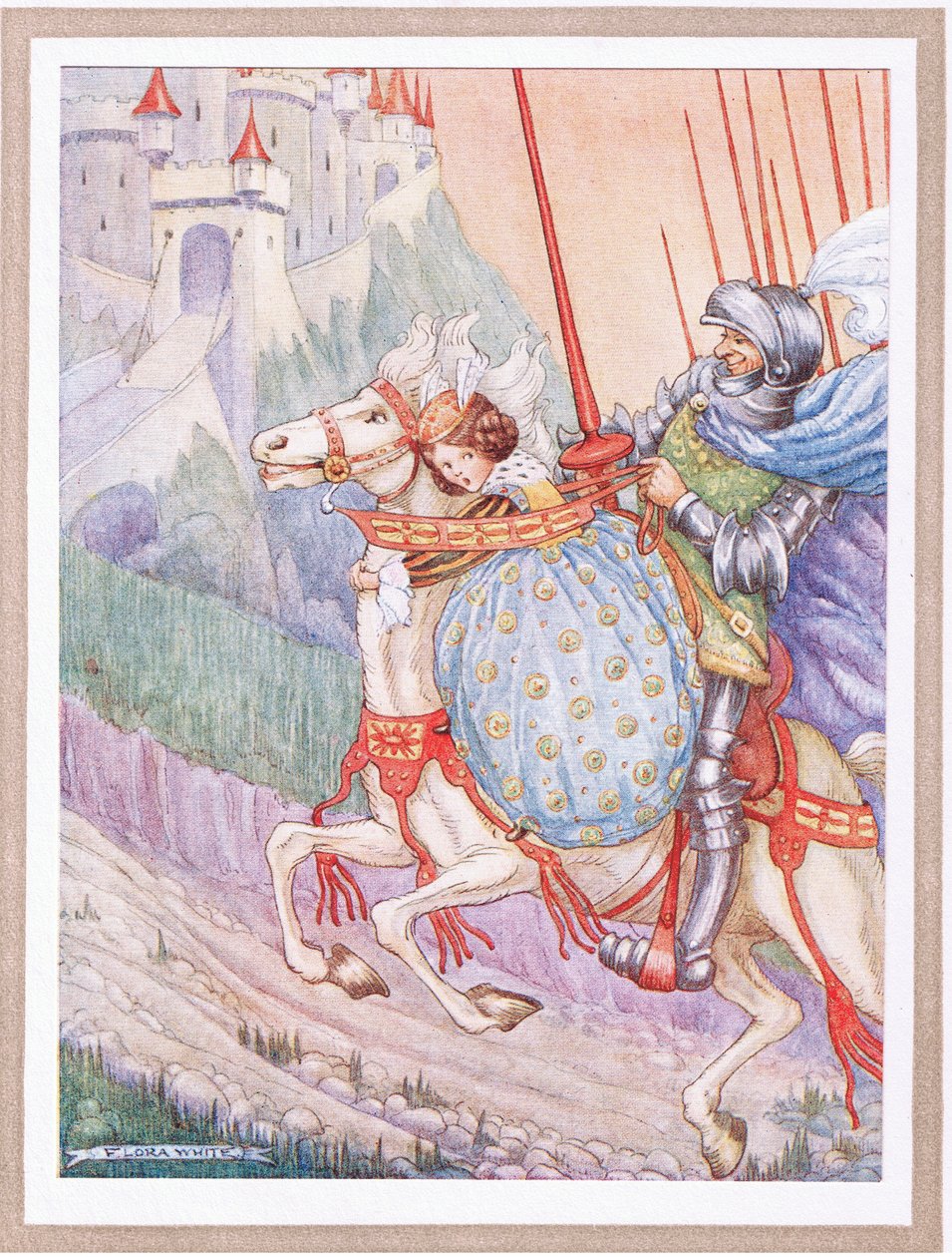 Der Kapitän galoppierte zu einem Schloss auf dem Hügel von Flora White