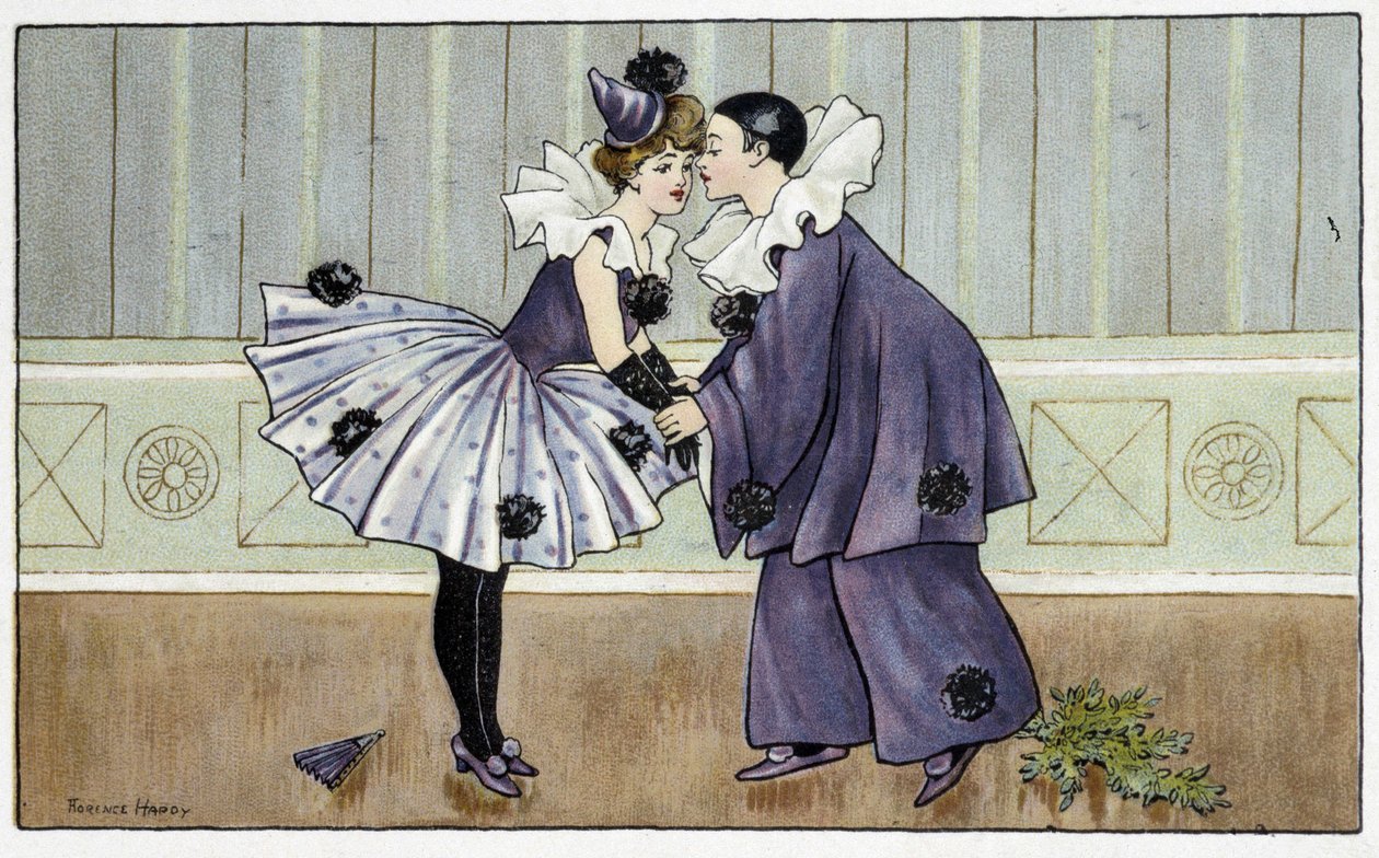 Pierrot und Colombine - gezeichnet von Florence Hardy, Anfang des 20. Jahrhunderts von Florence Hardy