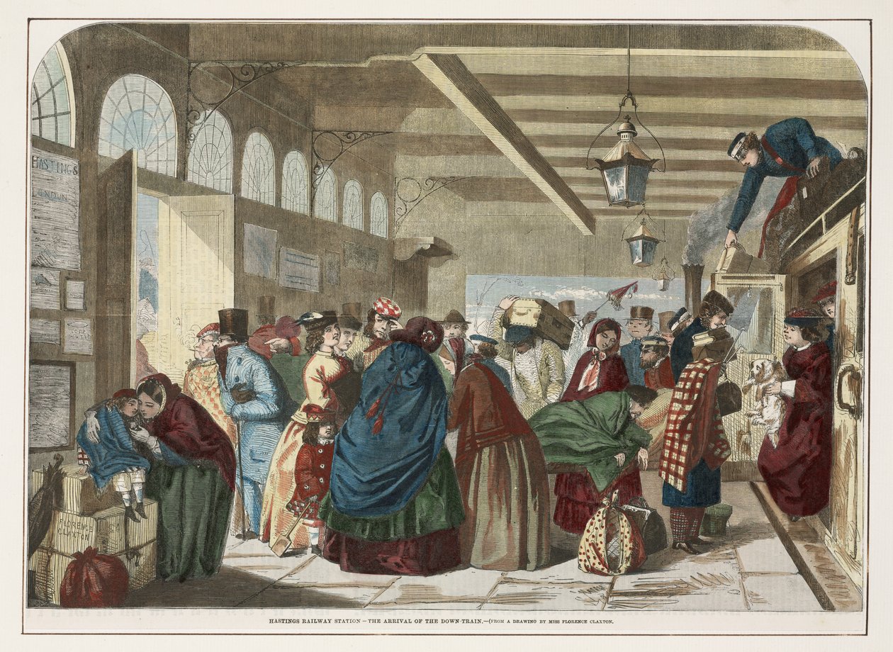 Bahnhof Hastings - Die Ankunft des Zuges von Florence after Claxton
