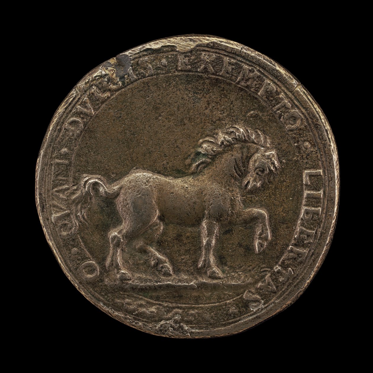 Pferd, das die Erde scharrt, ca. 1545 (gegossenes unedles Silber) (Rückseite von 6240388) von Florentine School