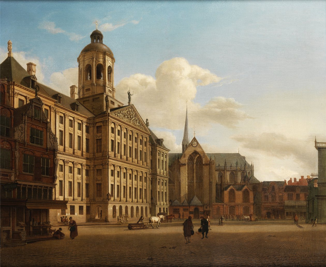 Blick auf den Damm mit dem Rathaus in Amsterdam von Jan van der Heyden