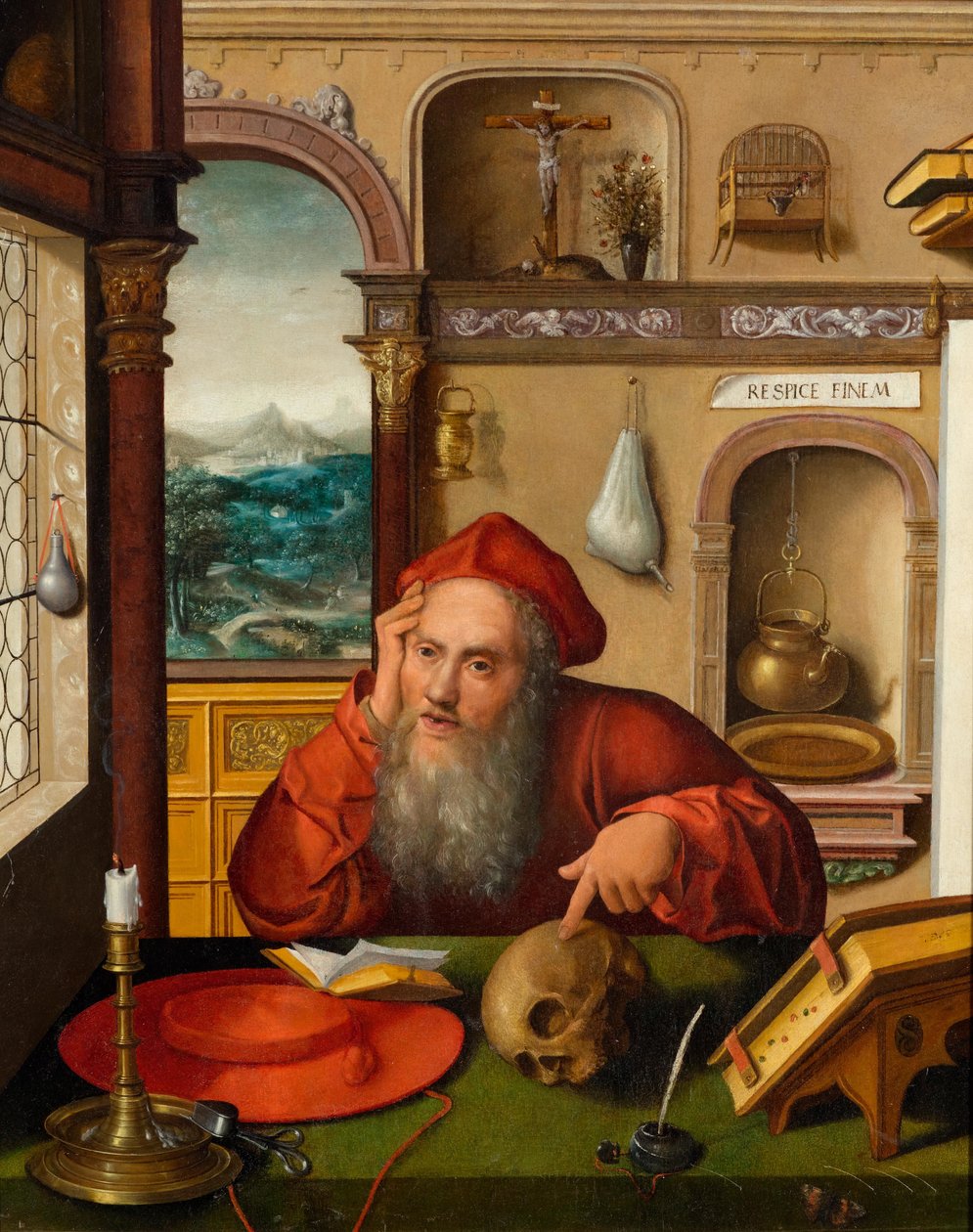 Heiliger Hieronymus im Gehäuse von Follower of Joos van Cleve