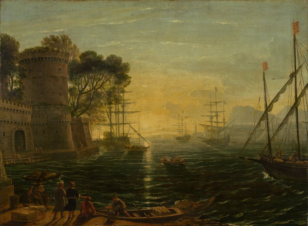 Hafen bei Sonnenuntergang von Follower of Claude Lorrain