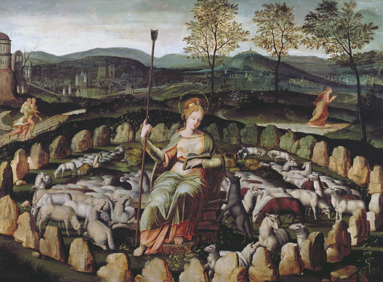 St. Genevieve bewacht ihre Herde von Fontainebleau School