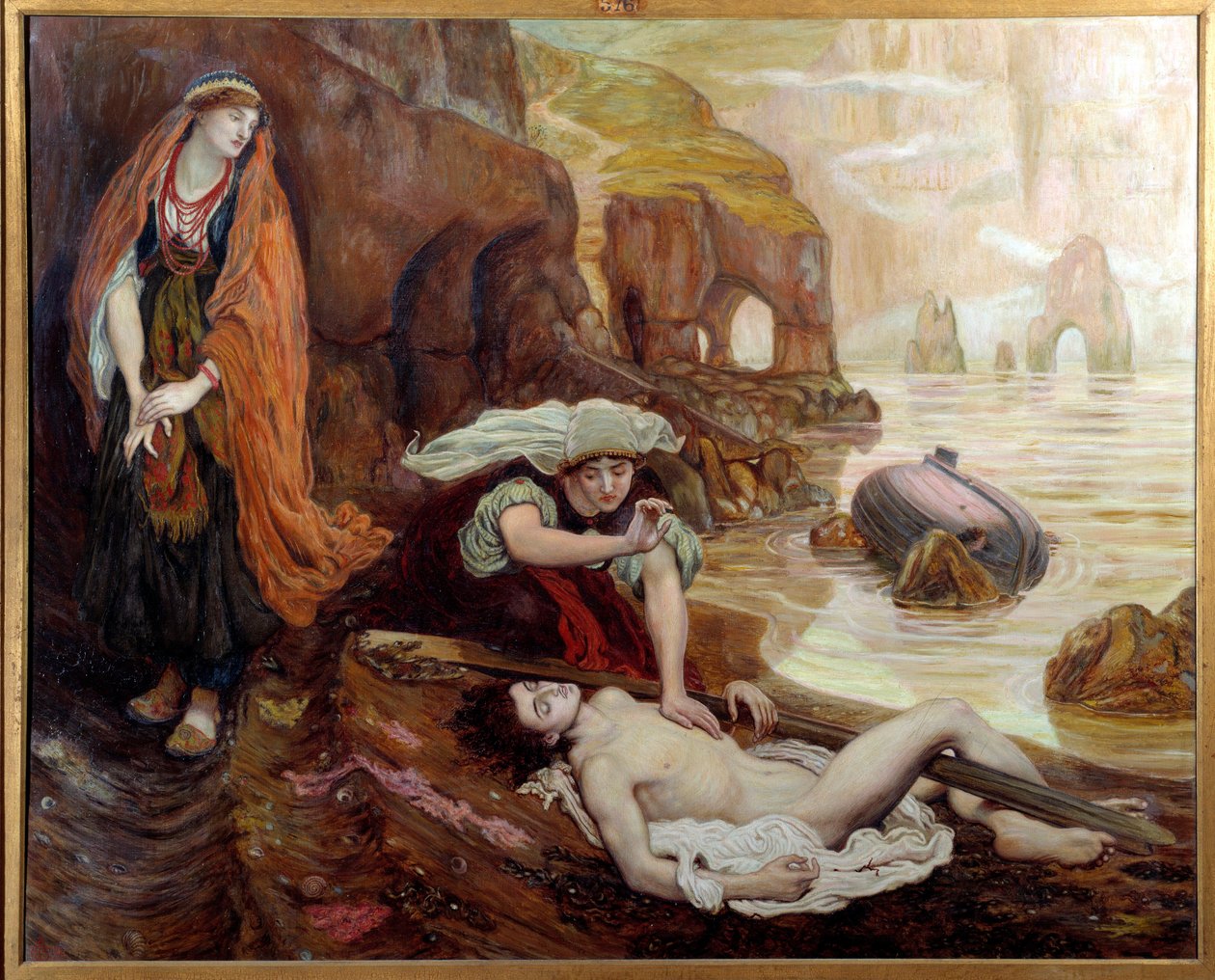 Haydee entdeckt den Körper von Don Juan. Illustration für Lord Byrons Lied 2 von Ford Madox Brown