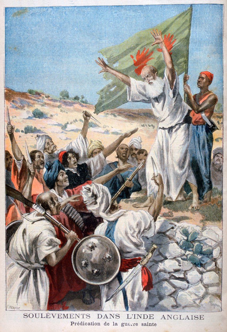 Predigt des Heiligen Krieges während eines Aufstands in Britisch-Indien, 1897 von Fortuné Méaulle