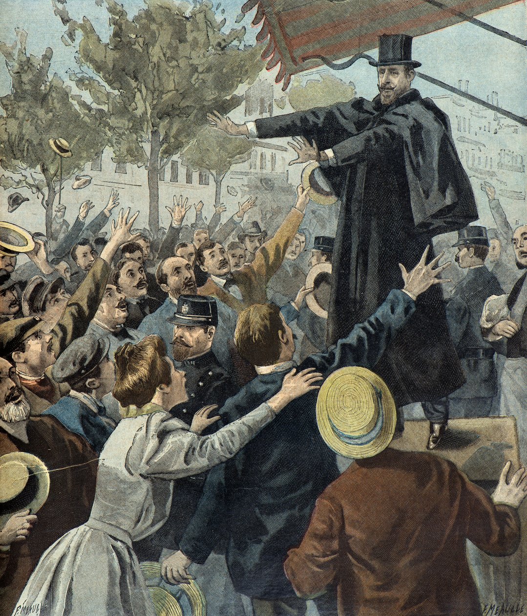 Paul Deroulede bei einer Demonstration in Paris 1898 von Fortune Louis Meaulle