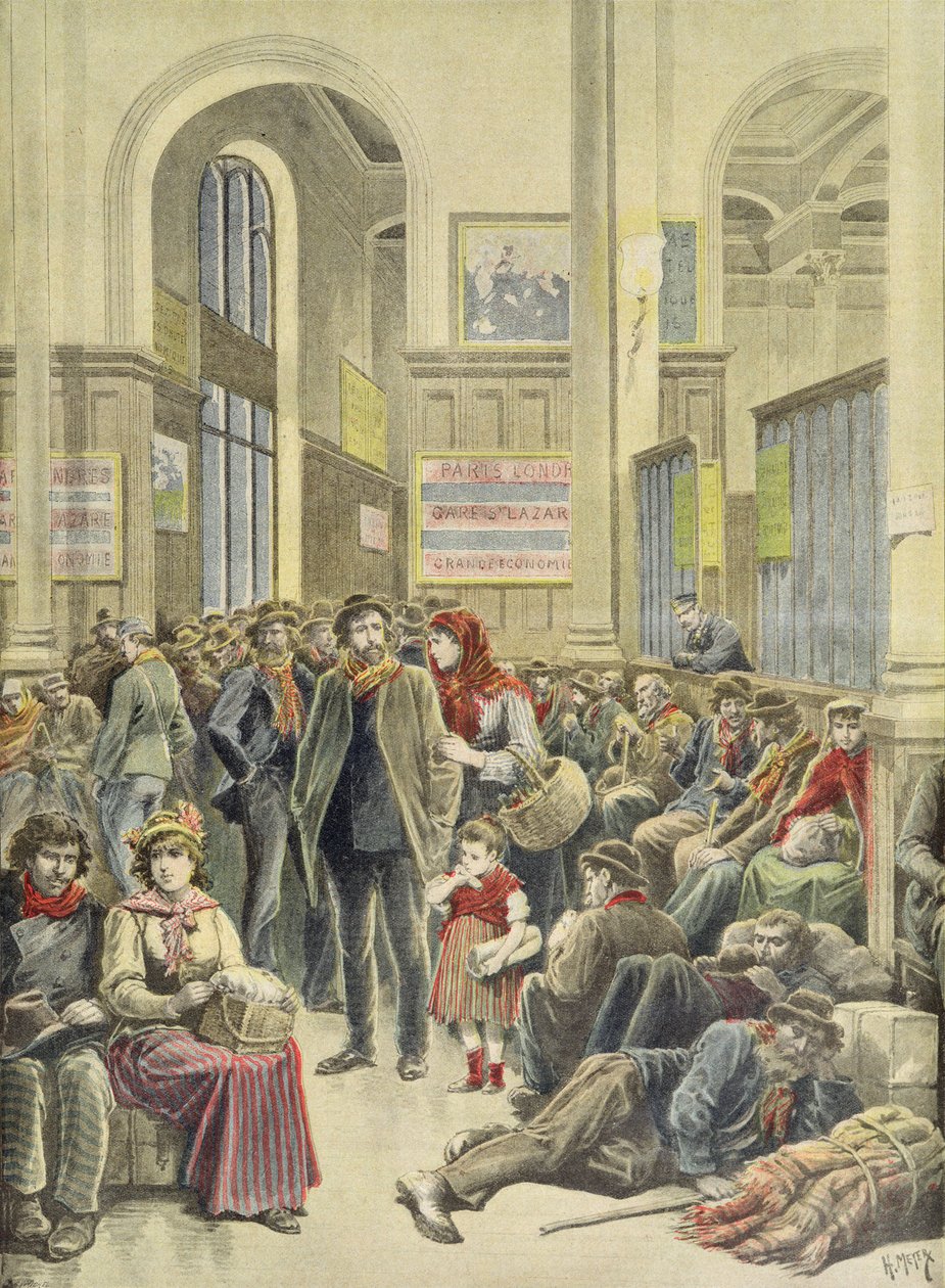 Italienische Auswanderer am Gare Saint-Lazare, aus 
