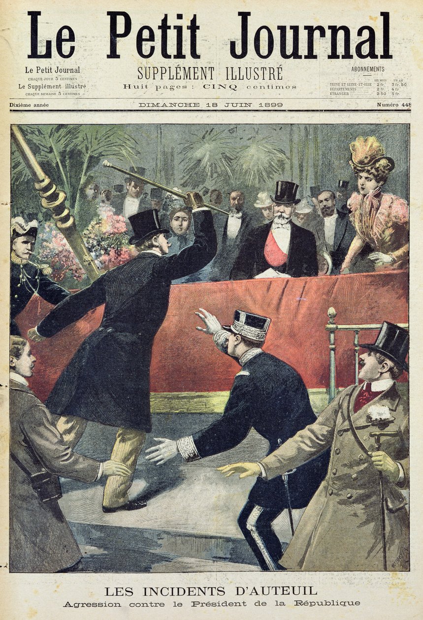 Die Vorfälle von Auteuil, Angriff auf den Präsidenten der Republik, Titelseite aus 
