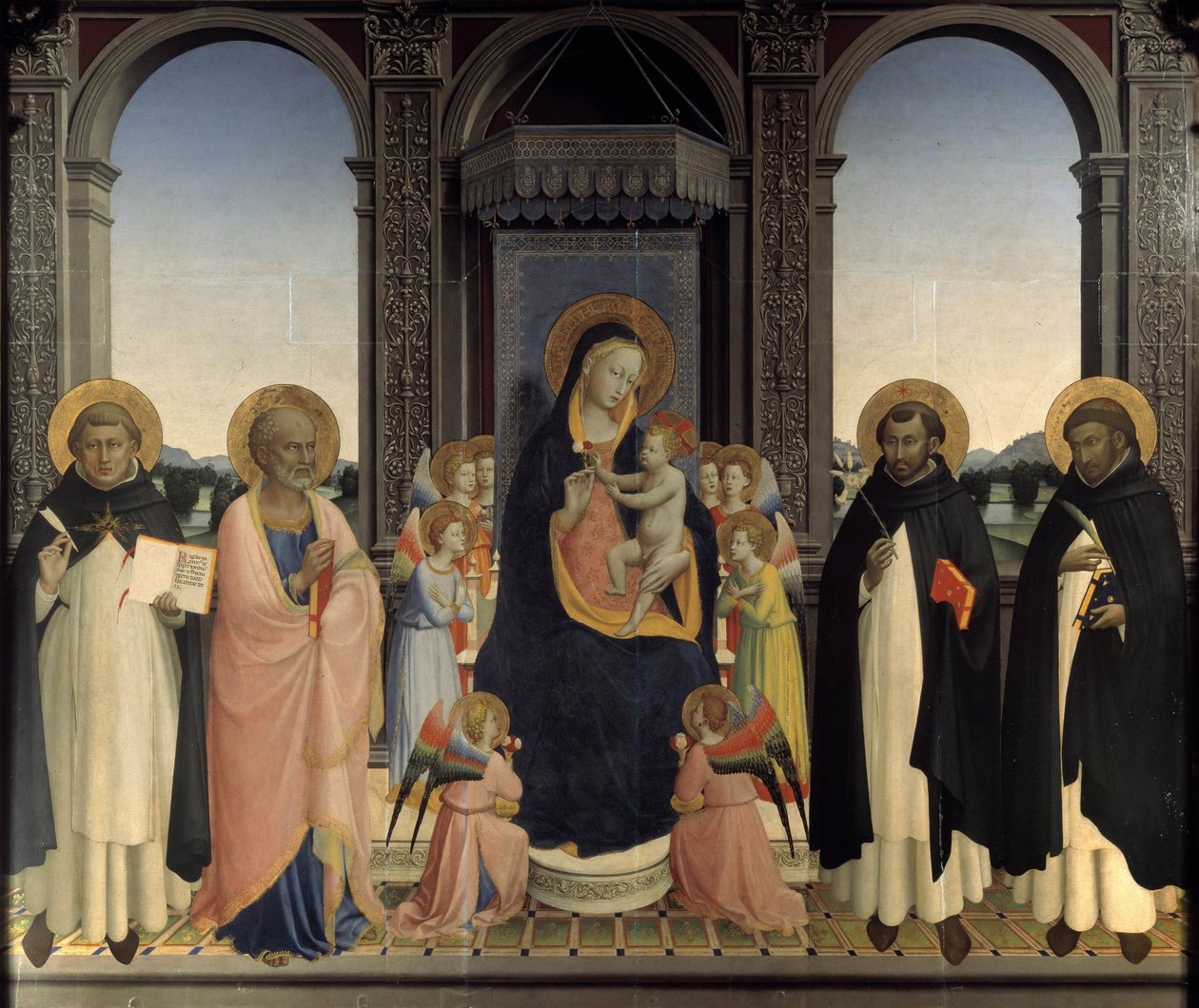 Polyptychon des Heiligen Dominikus - Heiliger Thomas von Aquin und Heiliger Barnabas, Heiliger Dominikus und Heiliger Petrus Märtyrer von Fra  Angelico