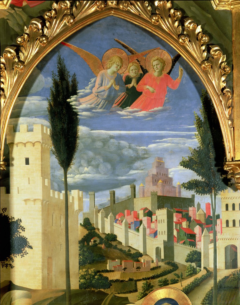 Santa Trinita Altarbild, Detail der trauernden Engel von Fra Angelico