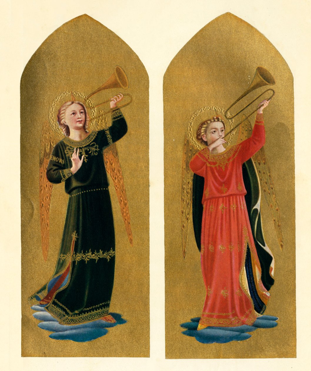 Zwei Engel mit Trompeten, 15. Jahrhundert, ca. 1909