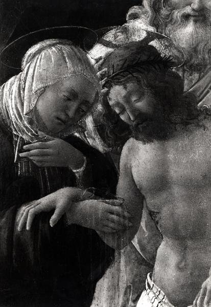 Die Grablegung, Detail der Jungfrau und Christus von Fra Filippo Lippi