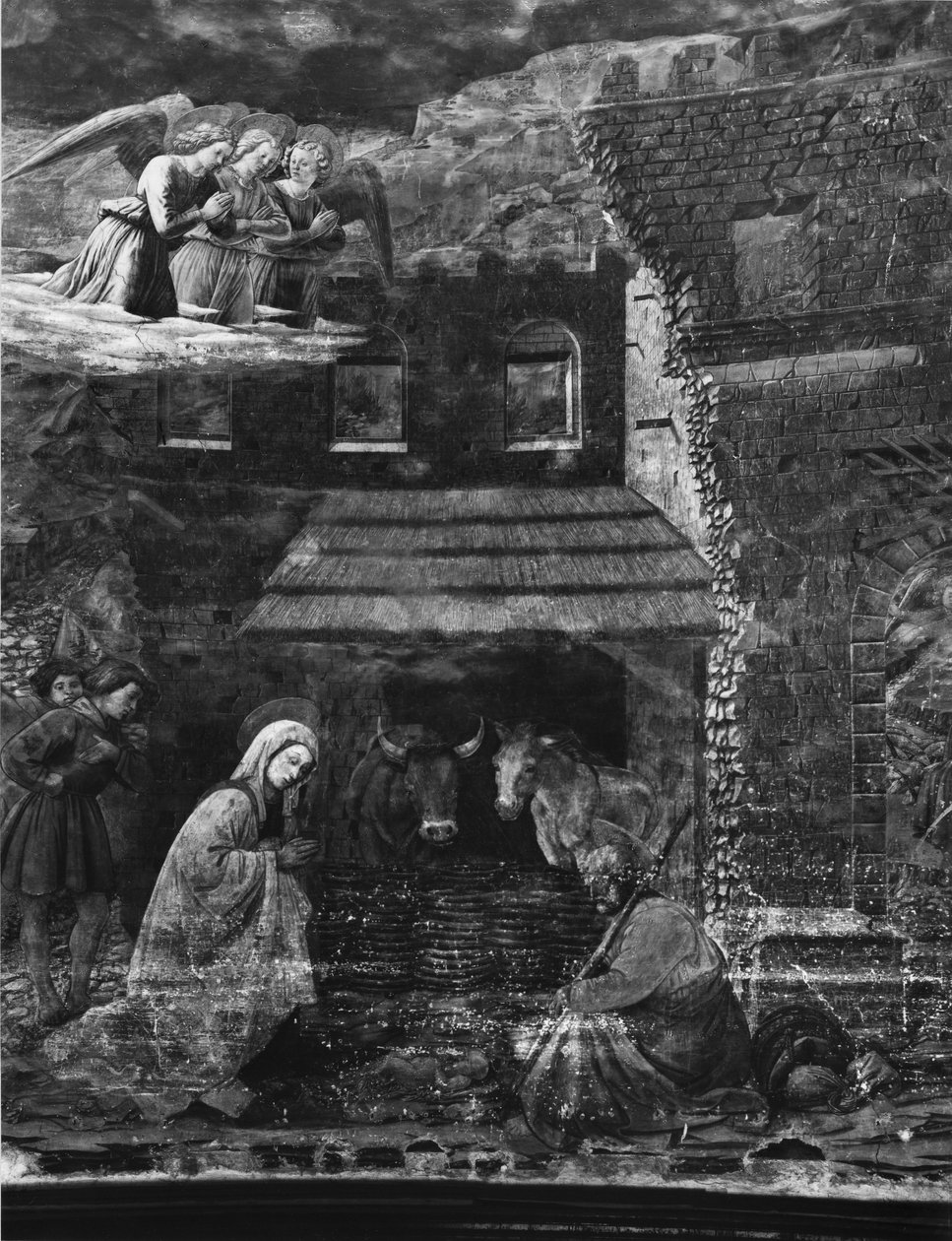 Die Geburt Christi, eine der Szenen aus dem Freskenzyklus des Lebens der Jungfrau in der Apsis der Kathedrale von Fra Filippo Lippi