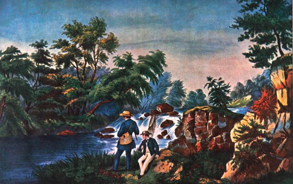 Der Forellenbach, veröffentlicht von Currier & Ives von Frances Flora Bond (c.1812 76) (after) Palmer