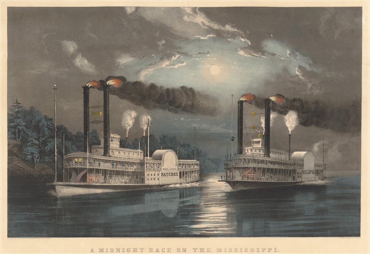 Ein Mitternachtsrennen auf dem Mississippi von Frances Flora Bond Palmer