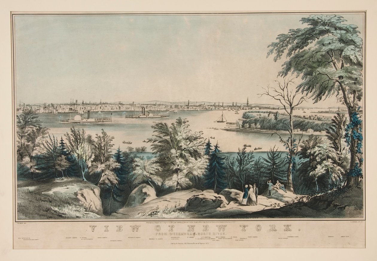 Ansicht von New York vom Weehawken-Nordfluss von Frances Flora Bond Palmer