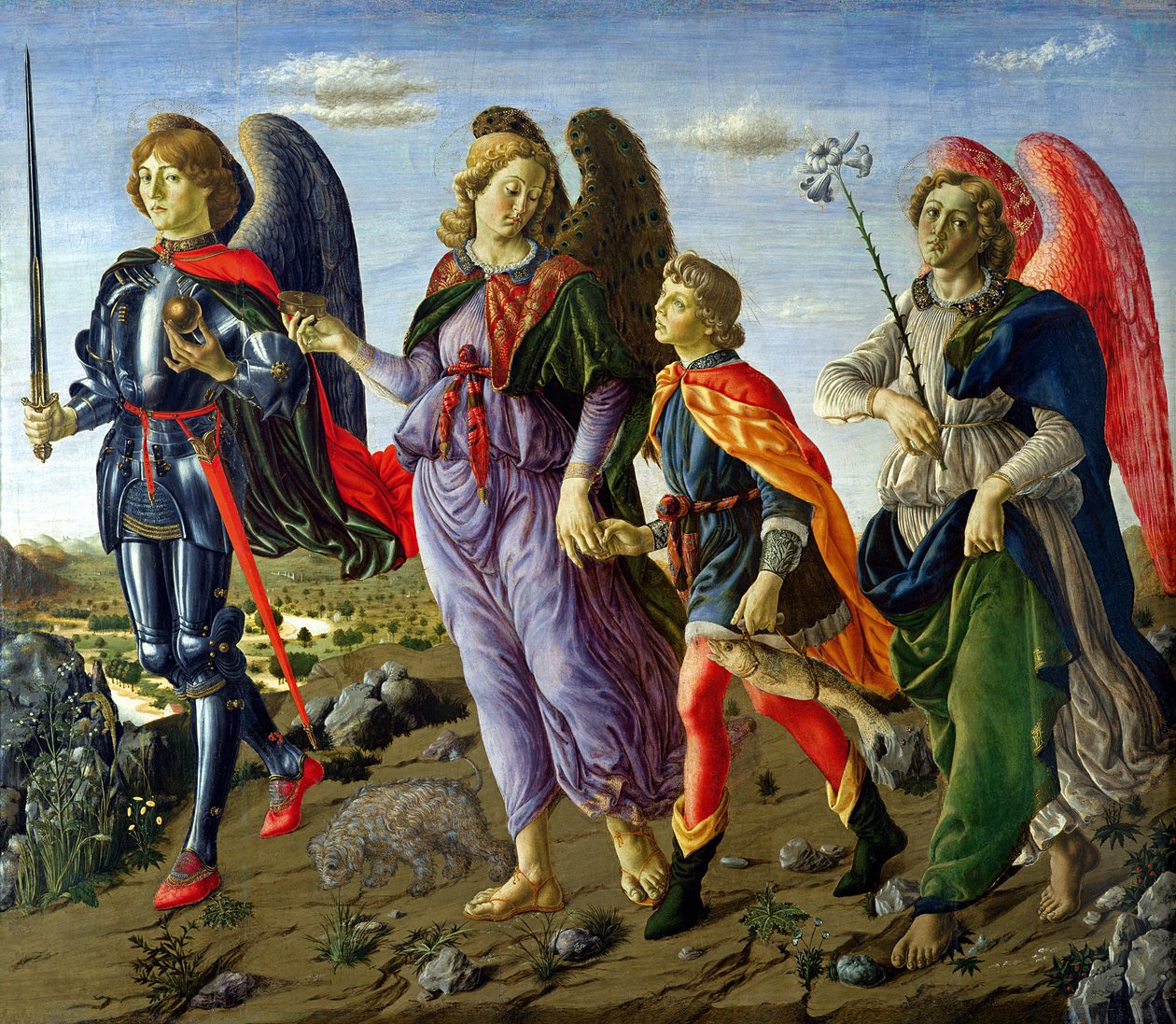 Die drei Erzengel und Tobias von Francesco Botticini