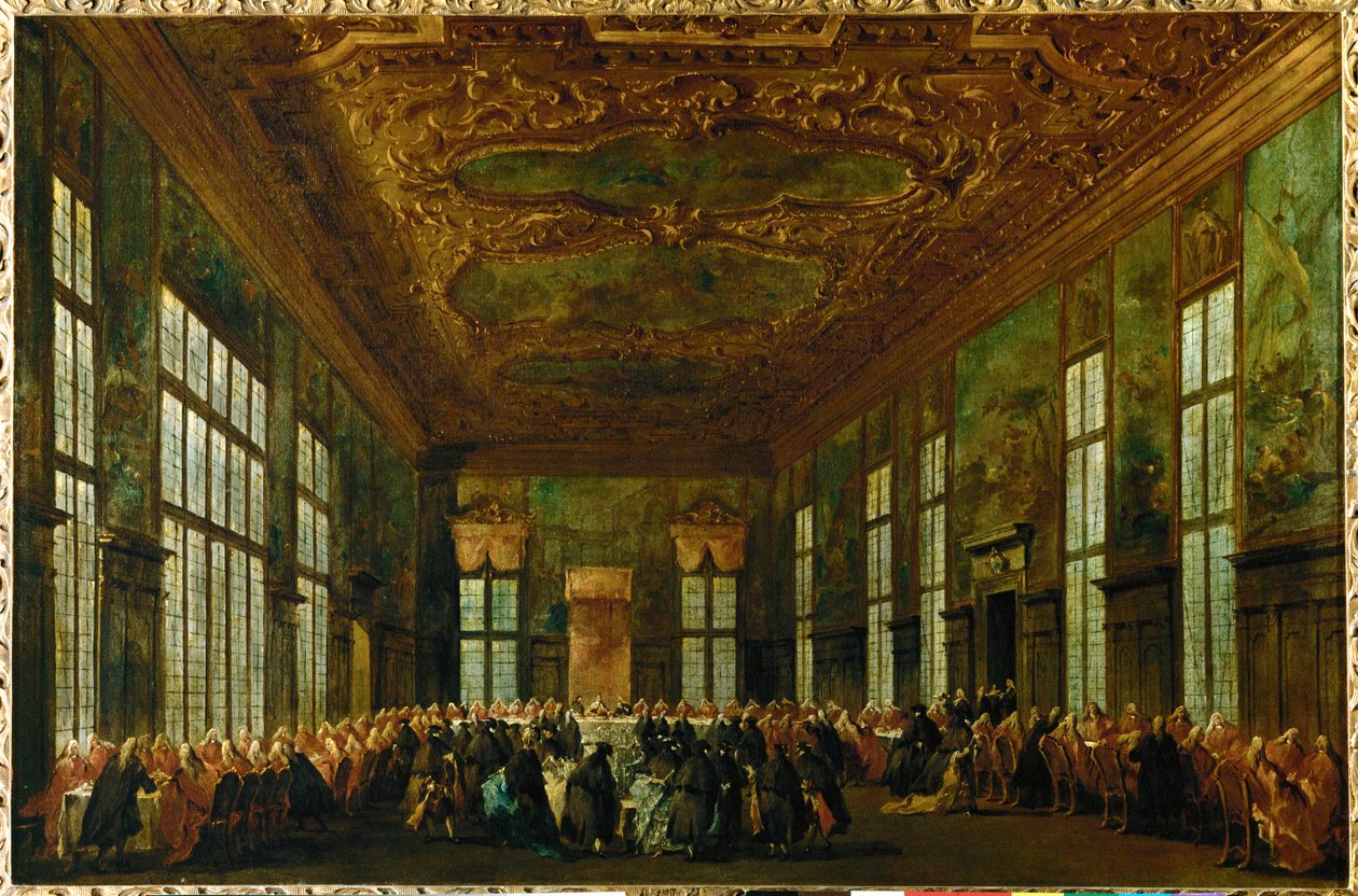 Zeremonialmahl im Dogenpalast im Großen Ratssaal von Francesco (circle of) Guardi