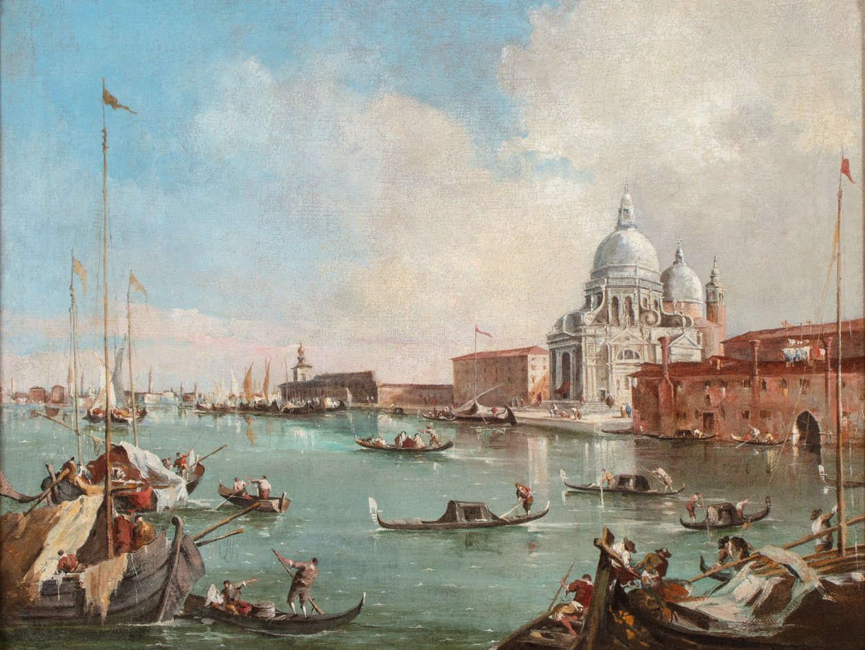 Der Canal Grande mit Blick auf Santa Maria Della Salute und die Dogana, um 1800-50 von Francesco (follower of) Guardi