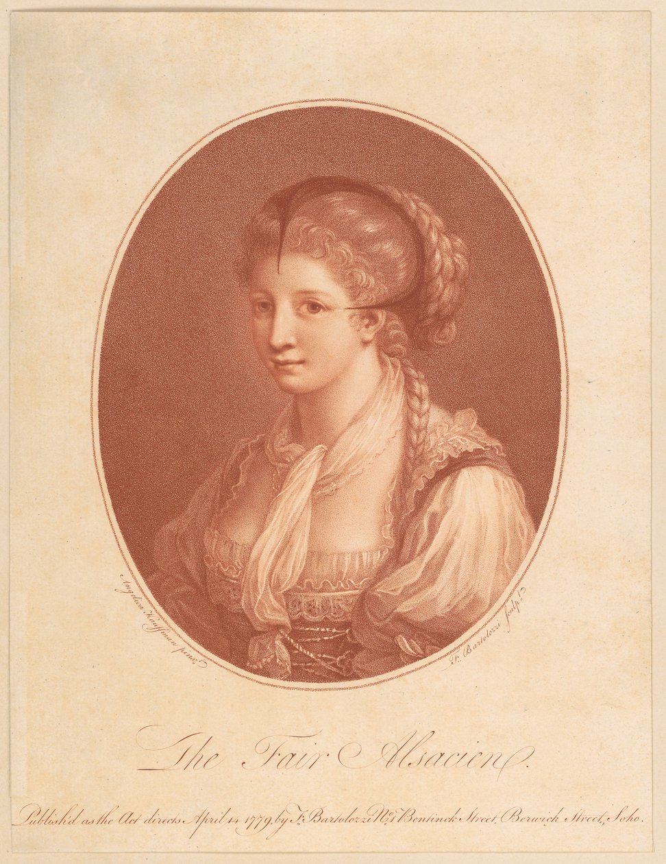 Porträt einer schönen Elsässerin von Francesco Bartolozzi